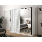 Ντουλάπα συρόμενη Jodelka με καθρέφτη-Leuko-Mauro-Μήκος: 200 εκ.