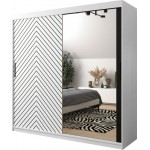 Ντουλάπα συρόμενη Jodelka με καθρέφτη-Leuko-Mauro-Μήκος: 200 εκ.