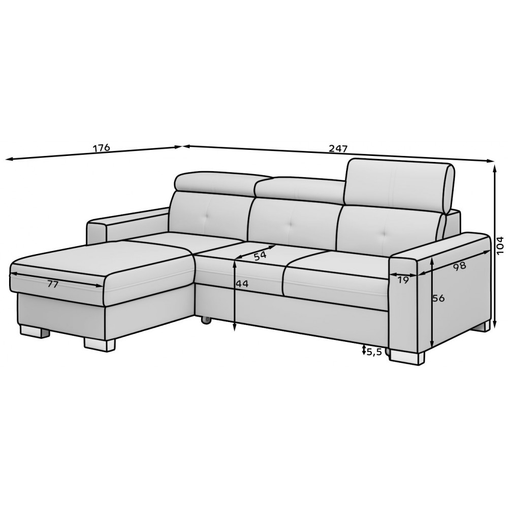 Γωνιακός Καναπές Fraseri-Gkri-Δεξιά