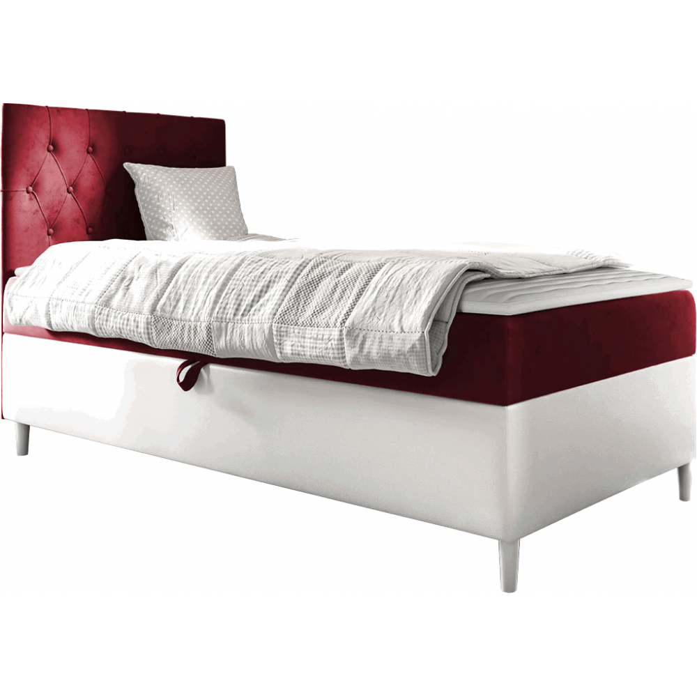 Επενδυμένο κρεβάτι Junior Filip I-Kokkino-Μήκος: 100 εκ.-Deksia