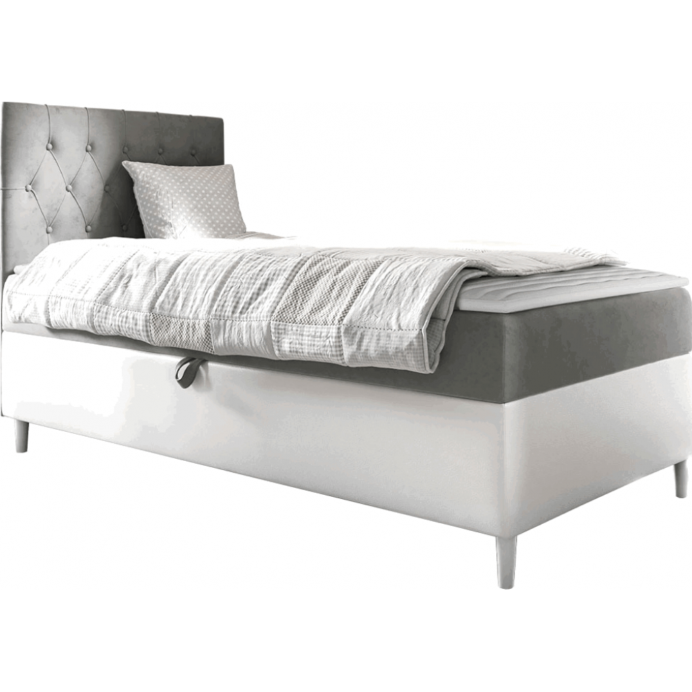 Επενδυμένο κρεβάτι Junior Filip I-Gkri-Μήκος: 100 εκ.-Deksia