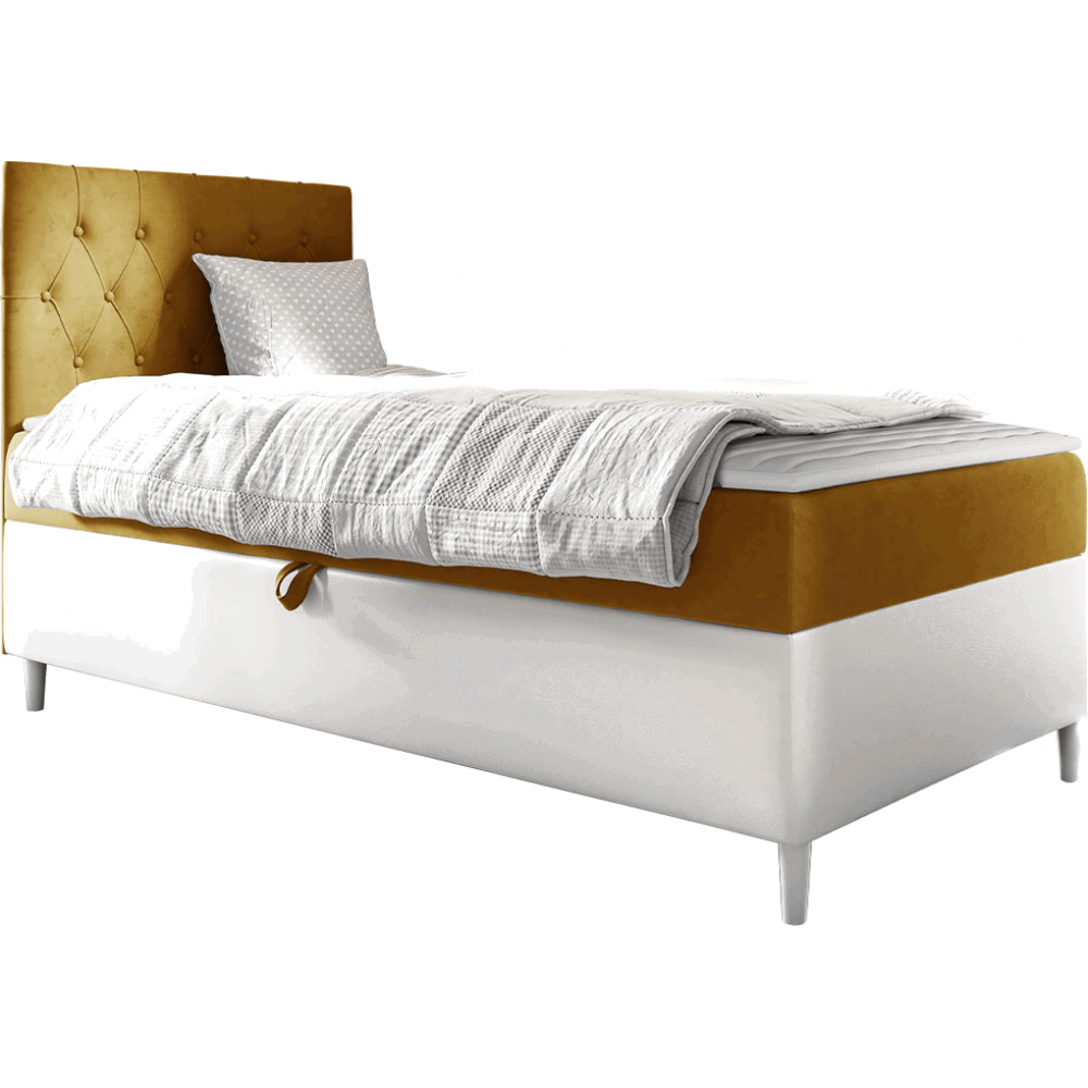 Επενδυμένο κρεβάτι Junior Filip I-Portokali-Μήκος: 100 εκ.-Aristera