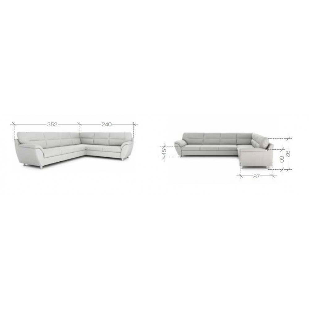 Γωνιακός καναπές Amiral max 352x240x92