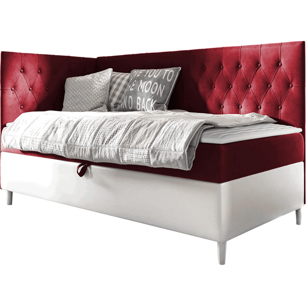 Καναπές κρεβάτι Junior Filip III-Kokkino-Μήκος: 90 εκ.-Aristera