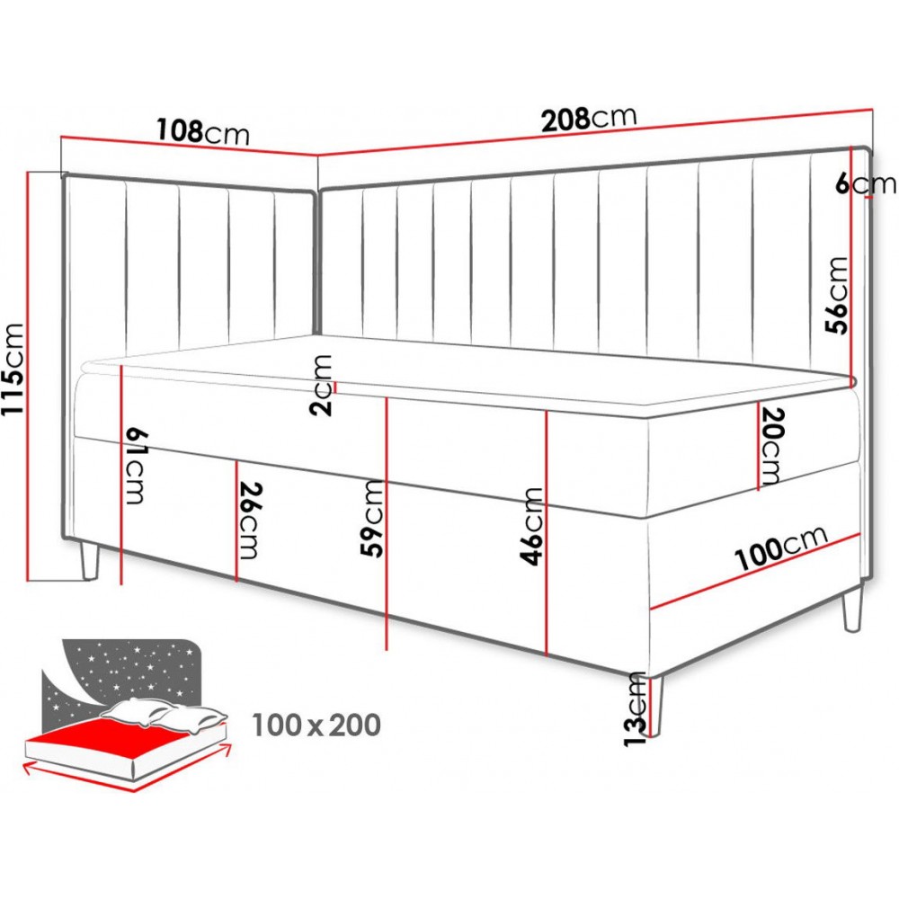 Καναπές κρεβάτι Junior Maja III-Mple-100 x 200-Aristera