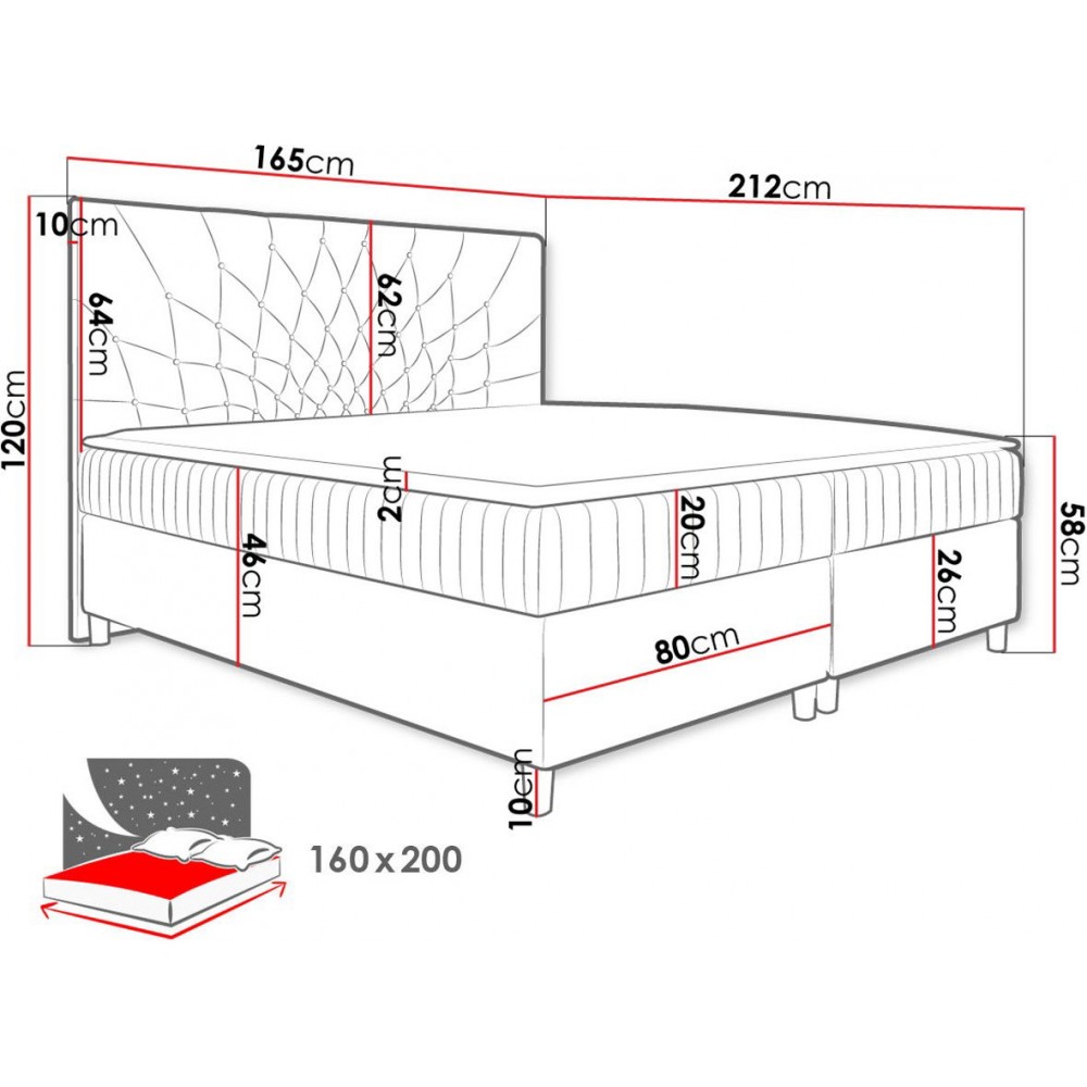 Επενδυμένο κρεβάτι Prowansja-Kafe-160 x 200