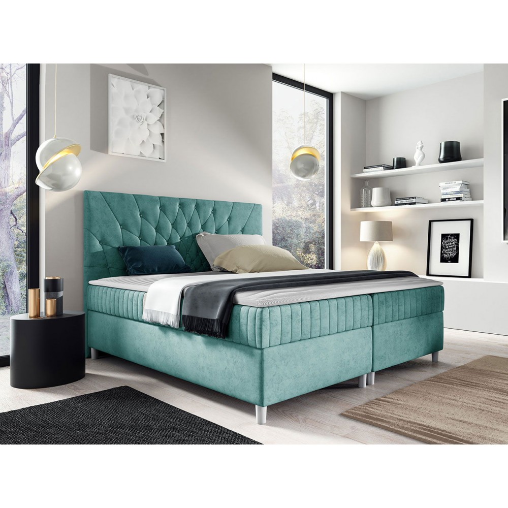 Επενδυμένο κρεβάτι Prowansja-Petrol-180 x 200