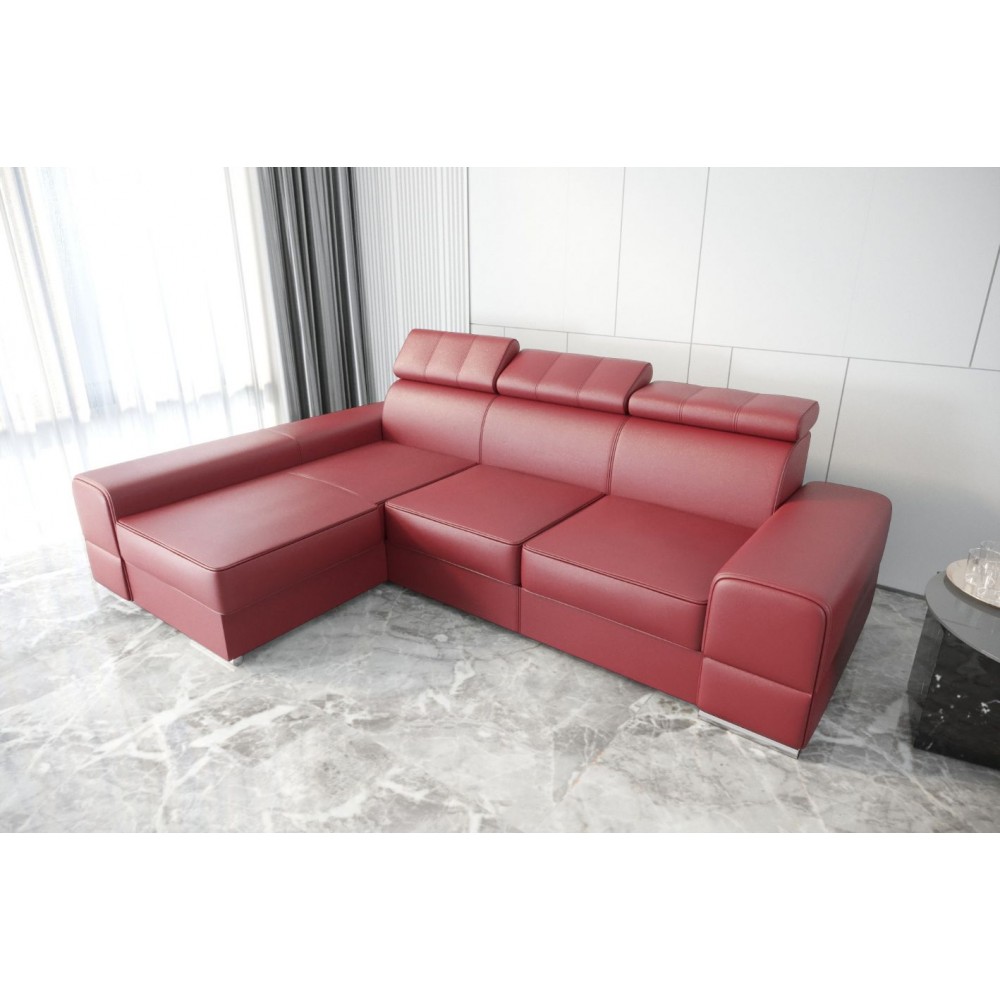 Γωνιακός Καναπές Dren LTHR -Kokkino-Αριστερή