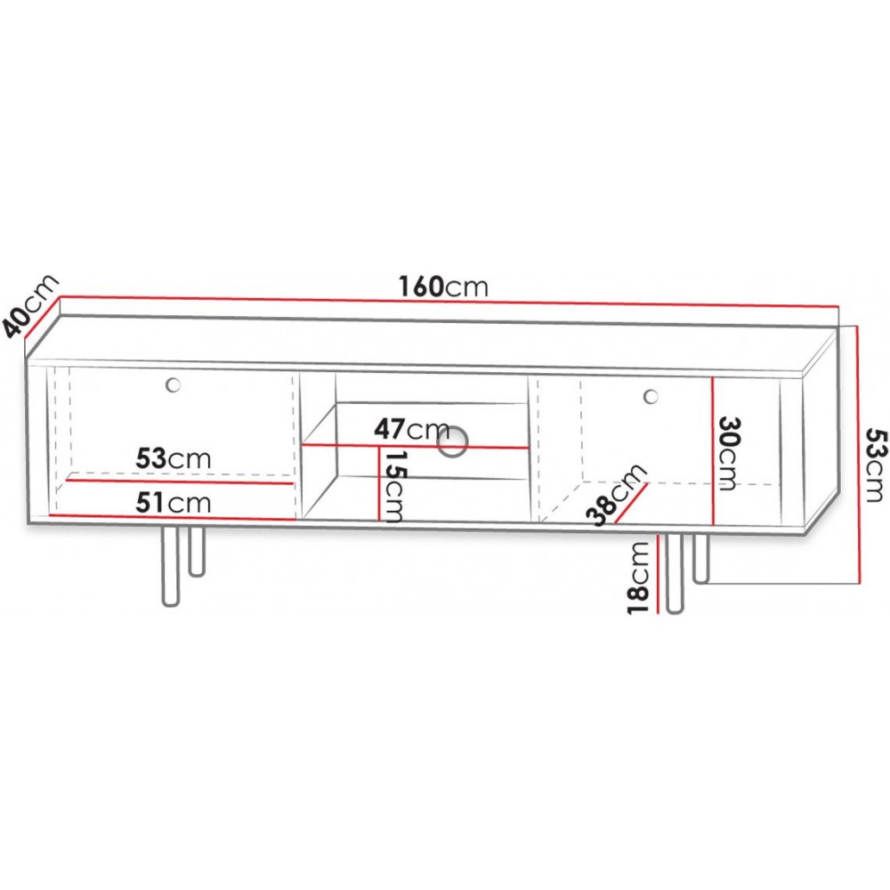 Έπιπλο τηλεόρασης Cristal-Mauro-Μήκος: 160 εκ.