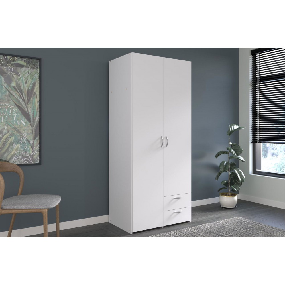 Ντουλάπα Dorm δίφυλλη-Leuko-Χωρίς πατάρι