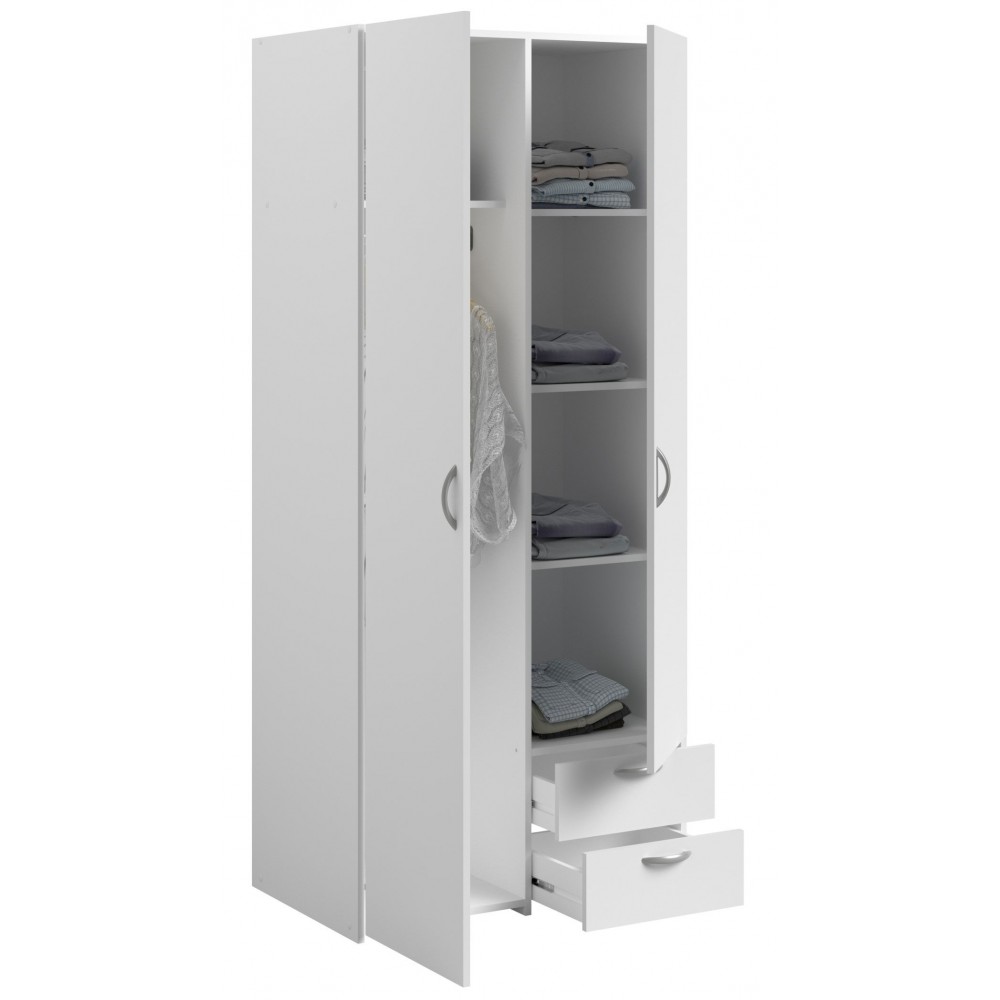 Ντουλάπα Dorm δίφυλλη-Leuko-Χωρίς πατάρι