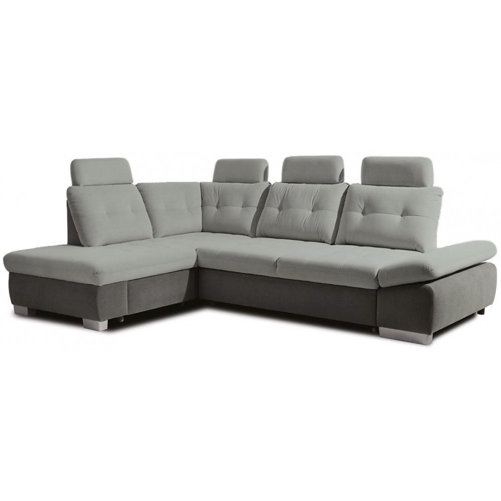 Γωνιακός καναπές Alcare L-Αριστερή-Gkri anoixto - Gkri skouro