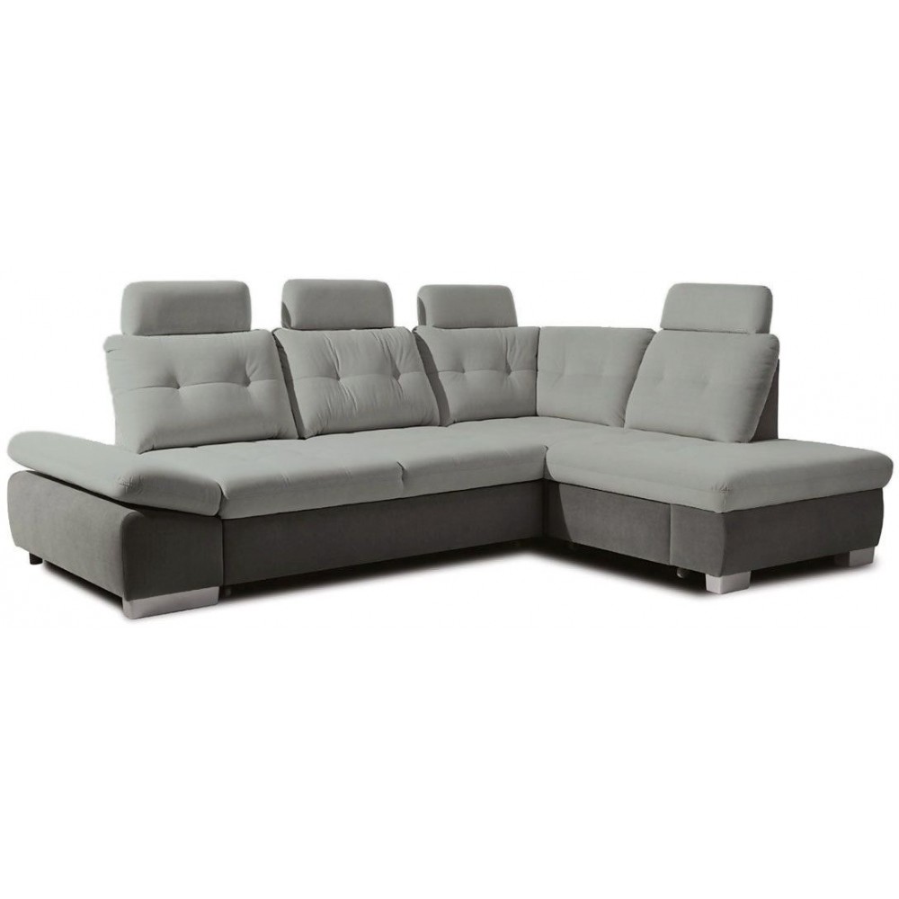 Γωνιακός καναπές Alcare L-Δεξιά-Gkri anoixto - Gkri skouro