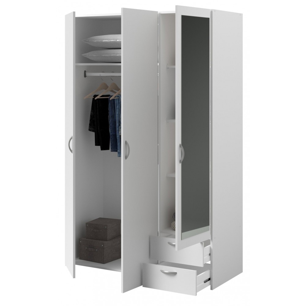 Ντουλάπα Dorm τρίφυλλη με καθρέπτη-Leuko