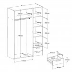 Ντουλάπα Dorm τρίφυλλη με καθρέπτη-Leuko