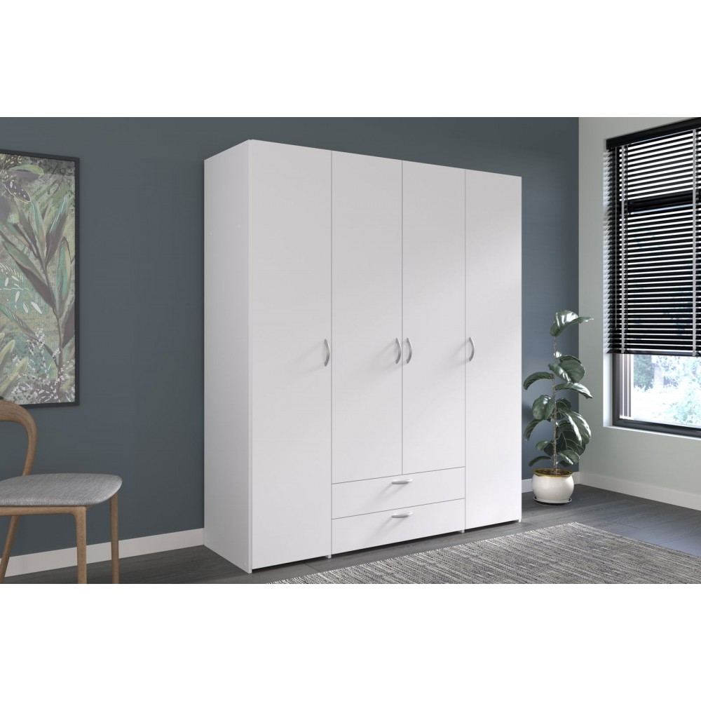 Ντουλάπα Dorm τετράφυλλη-Leuko-Χωρίς πατάρι