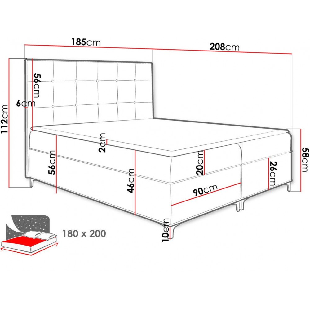 Επενδυμένο κρεβάτι Snake-Kafe-180 x 200