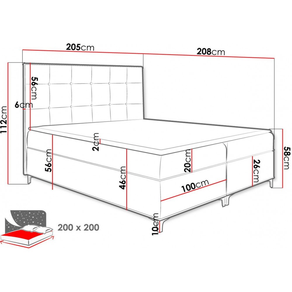 Επενδυμένο κρεβάτι Snake-Kokkino-200 x 200