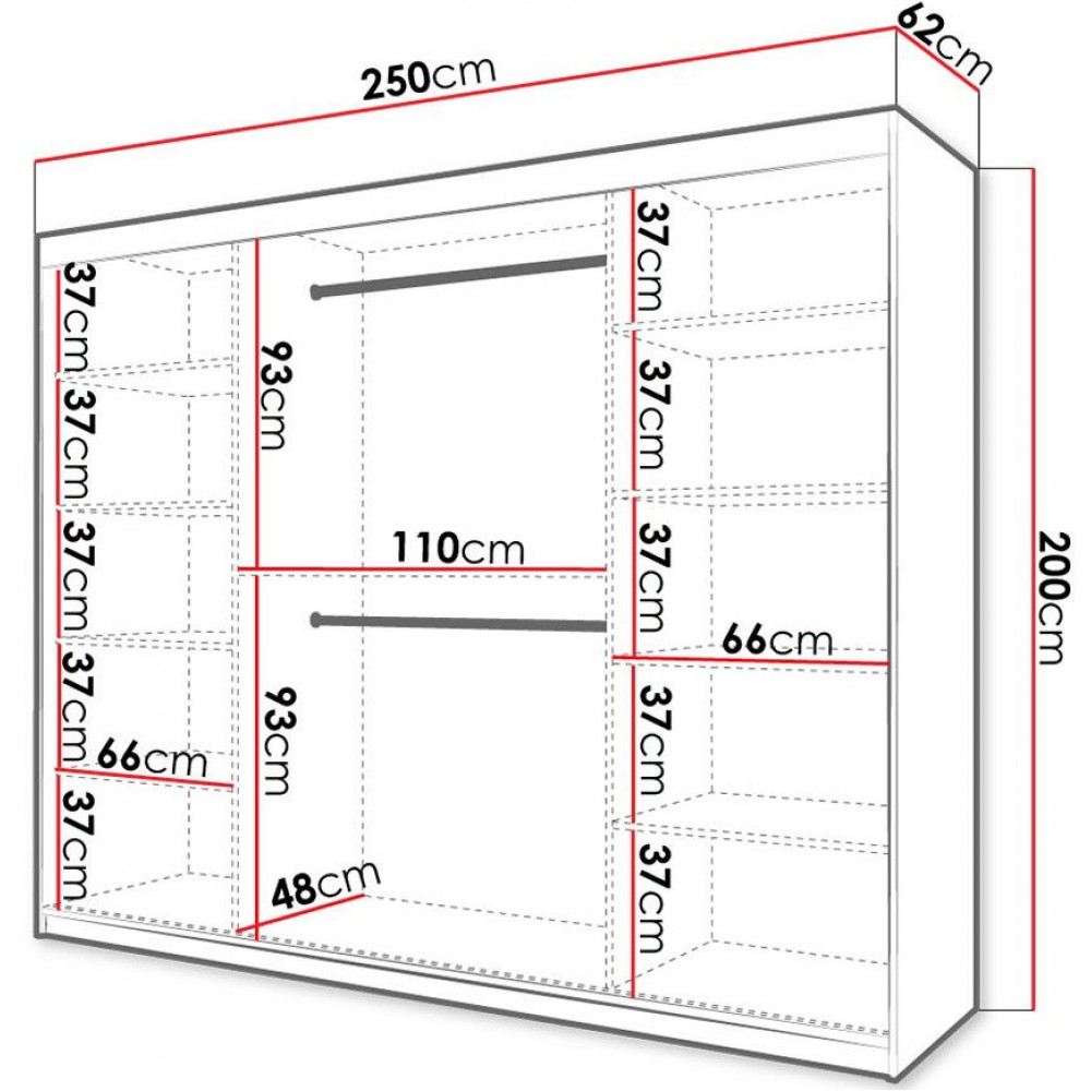 Ντουλάπα συρόμενη Riflo με καθρέπτη