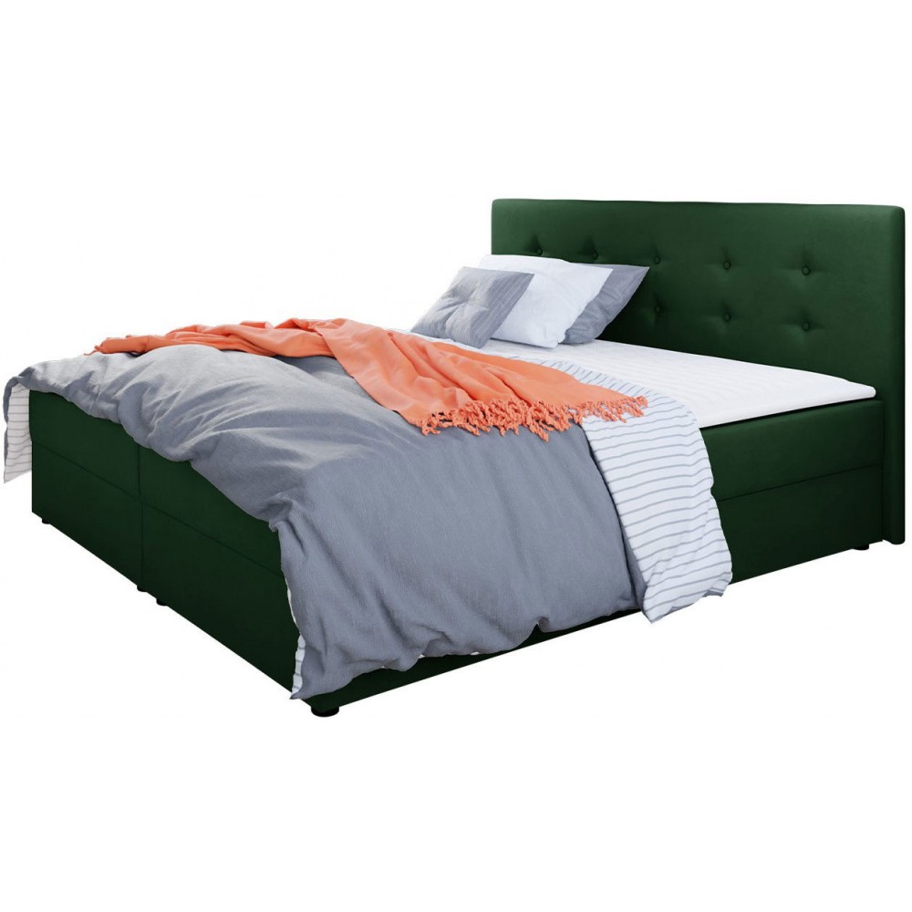 Επενδυμένο κρεβάτι Fado I με στρώμα και ανώστρωμα-Prasino-180 x 200