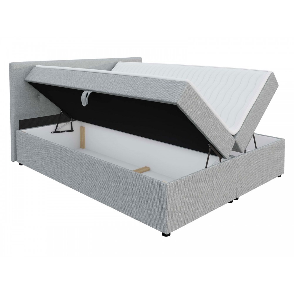 Επενδυμένο κρεβάτι Fado I με στρώμα και ανώστρωμα-Prasino-180 x 200