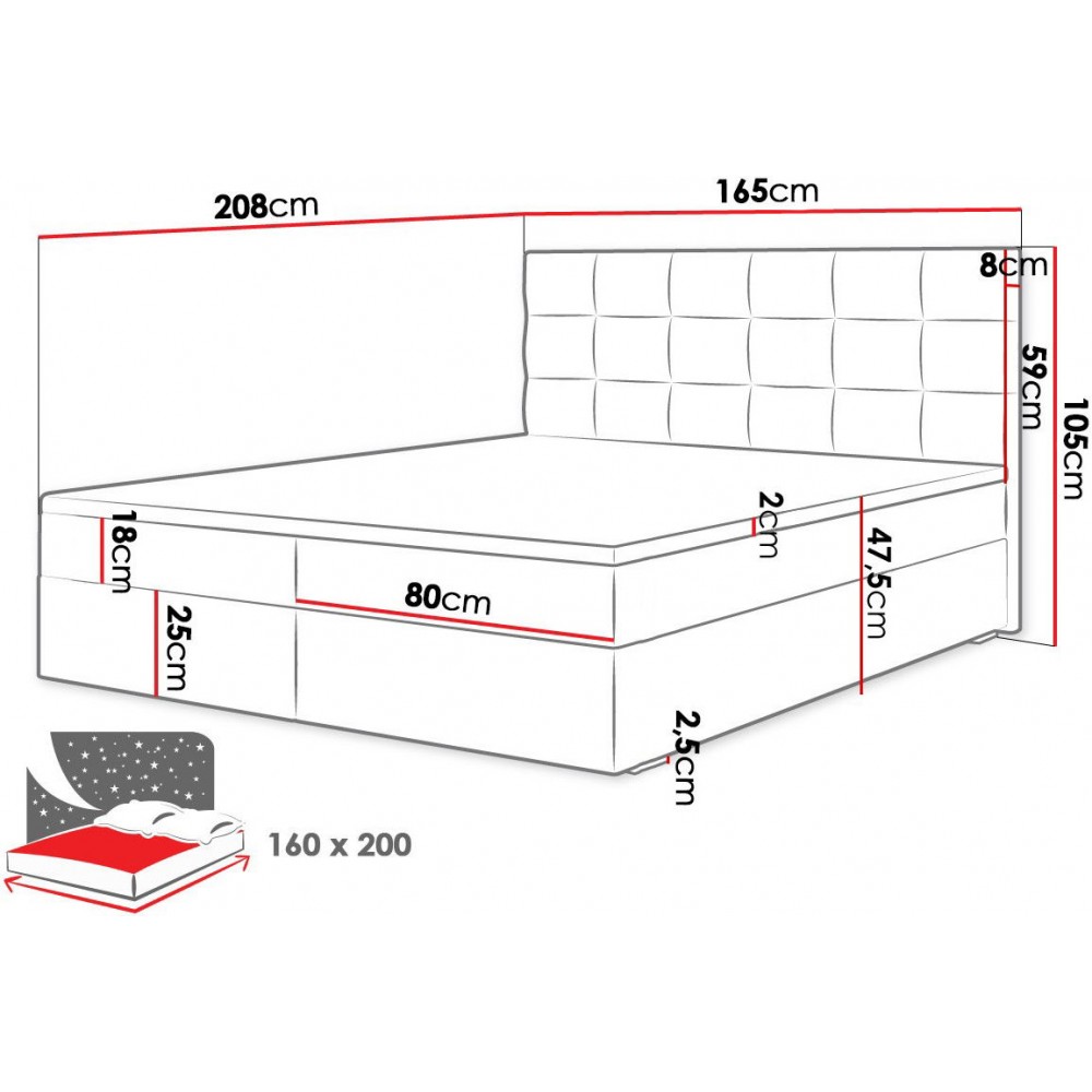 Επενδυμένο κρεβάτι Fado II με στρώμα και ανώστρωμα-Mple-160 x 200