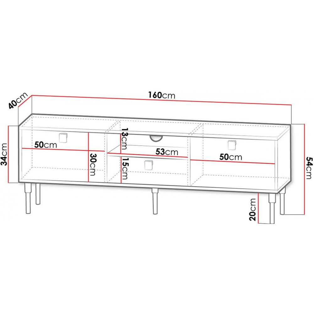 Έπιπλο τηλεόρασης 2D1S Dorset-Leuko
