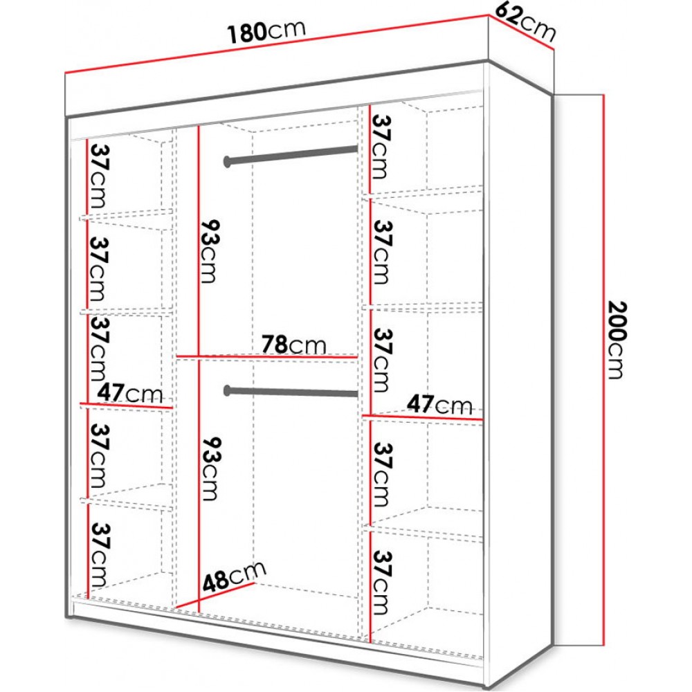 Ντουλάπα συρόμενη 180 Ramiro 1 180x62x200