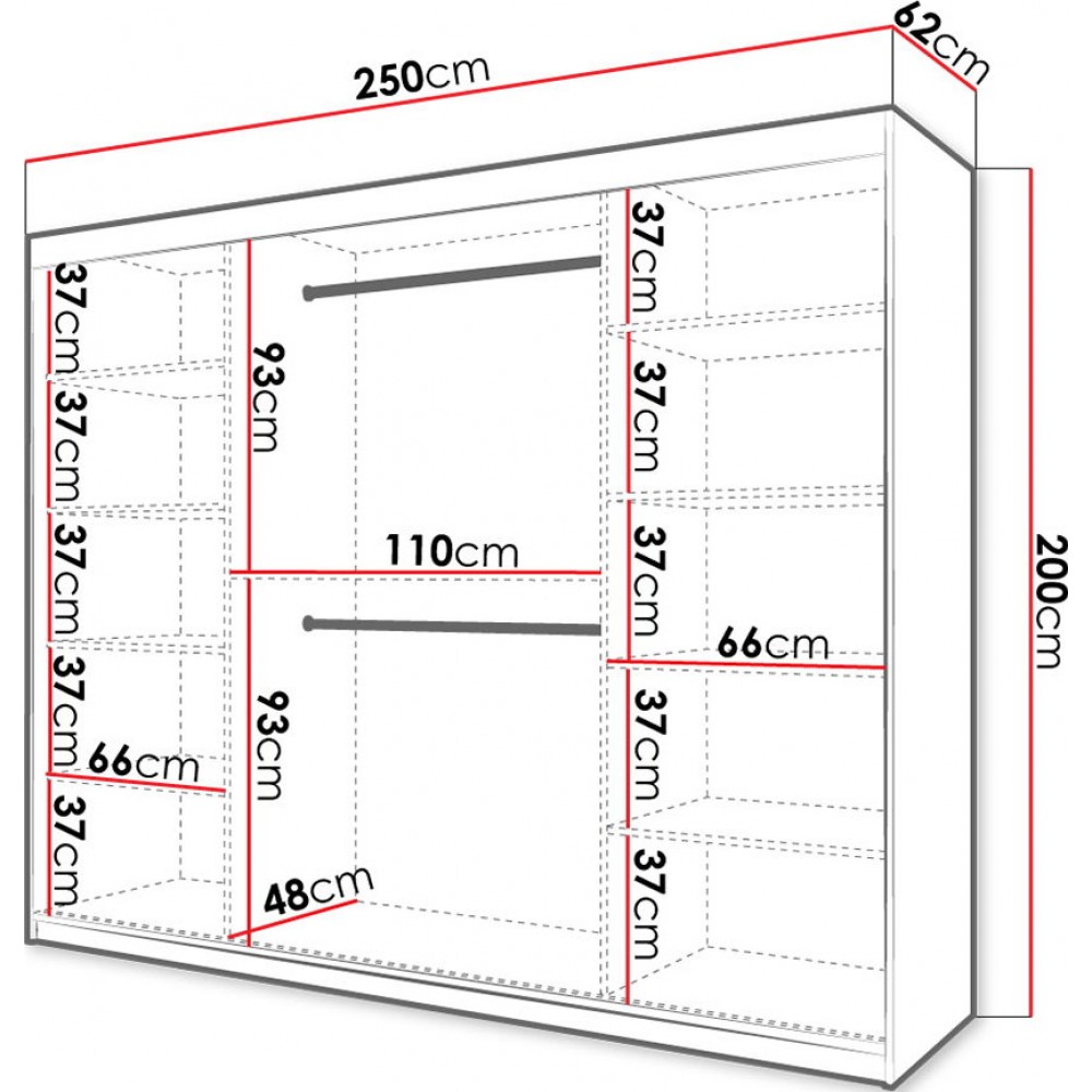 Ντουλάπα συρόμενη 250 Ramiro 2 250x62x200