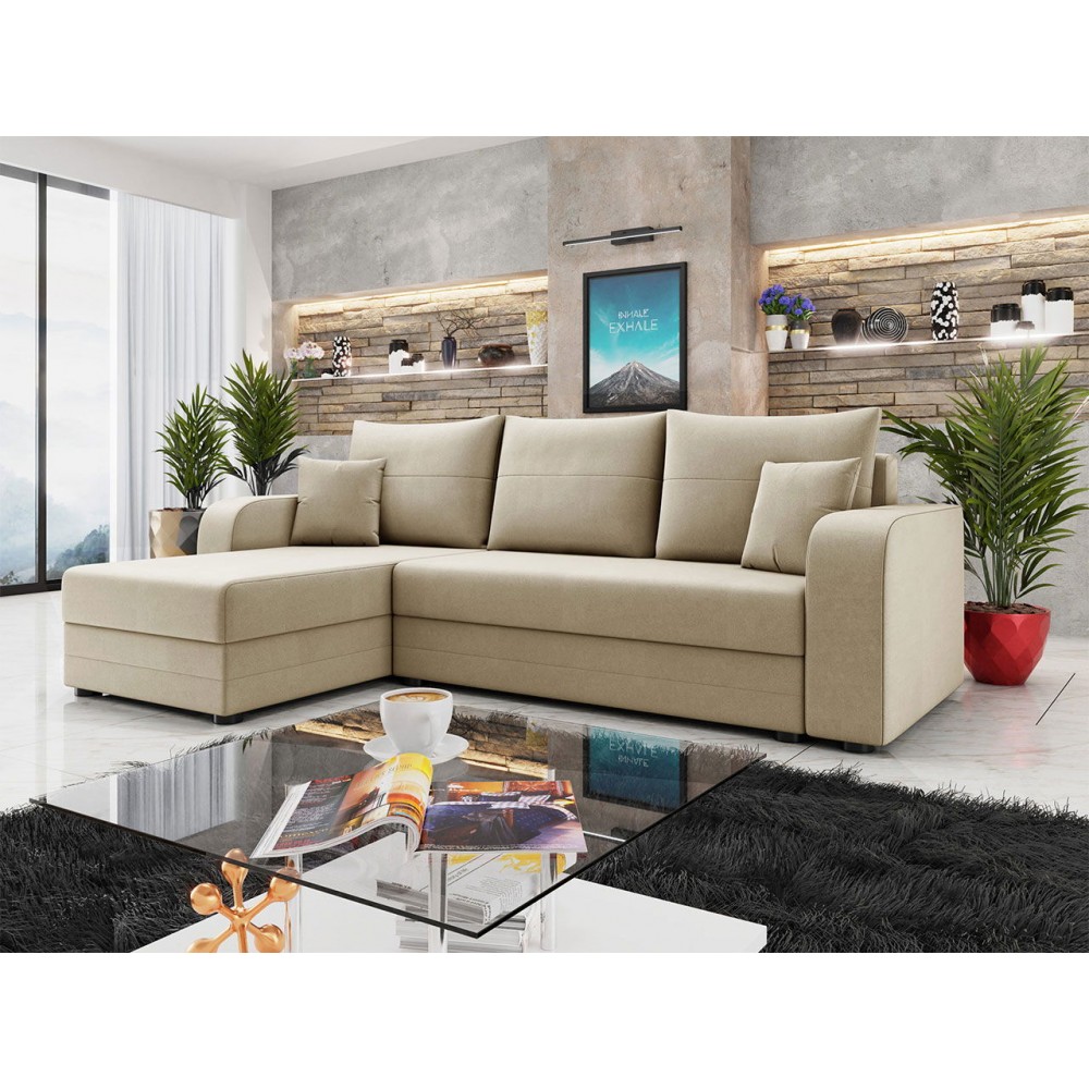 Γωνιακός καναπές Hewlet Bis-Ekrou