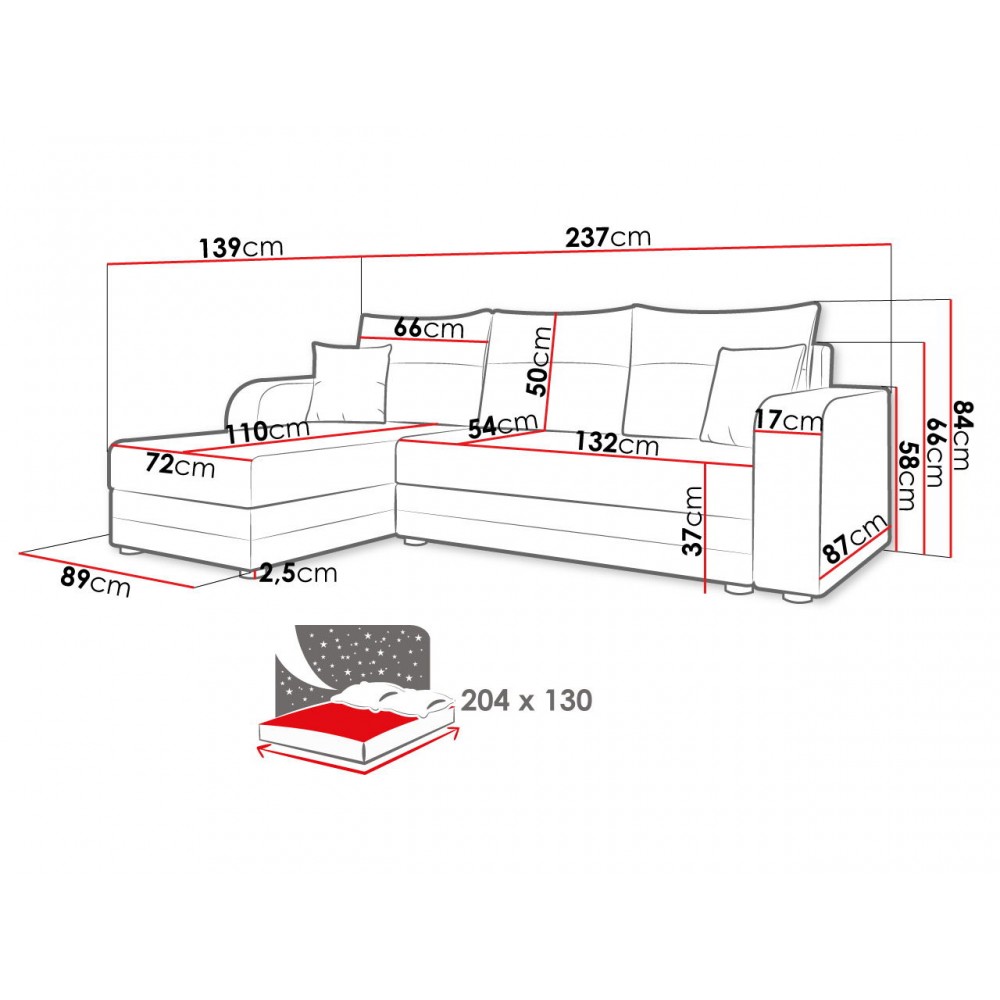 Γωνιακός καναπές Hewlet Bis-Ekrou