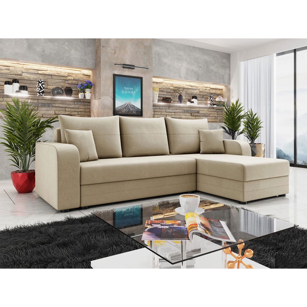 Γωνιακός καναπές Hewlet Bis-Ekrou