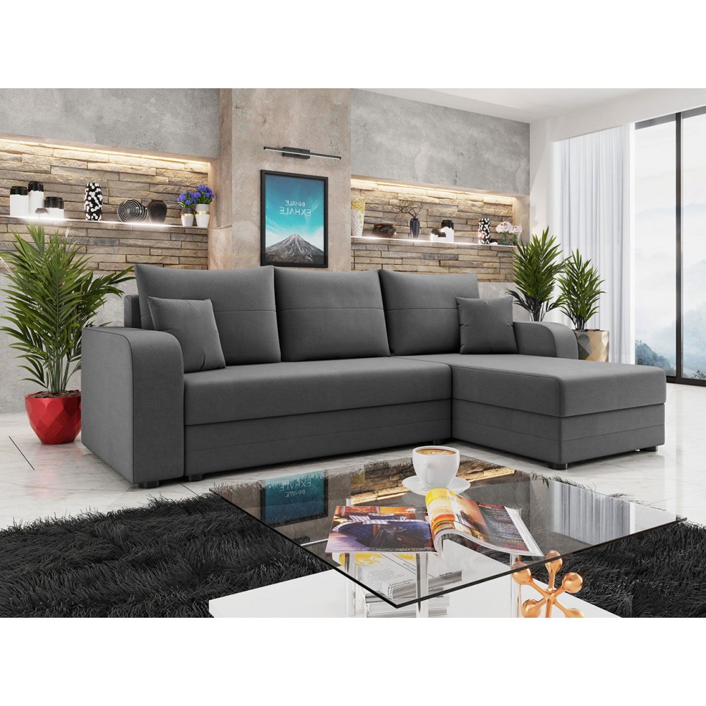 Γωνιακός καναπές Hewlet Bis-Gkri Skouro