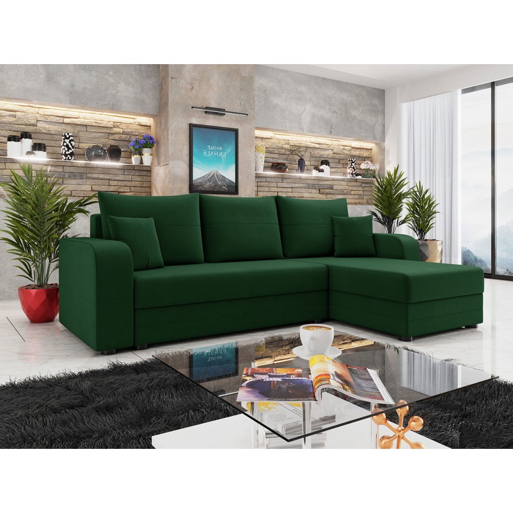 Γωνιακός καναπές Hewlet Bis-Prasino Skouro