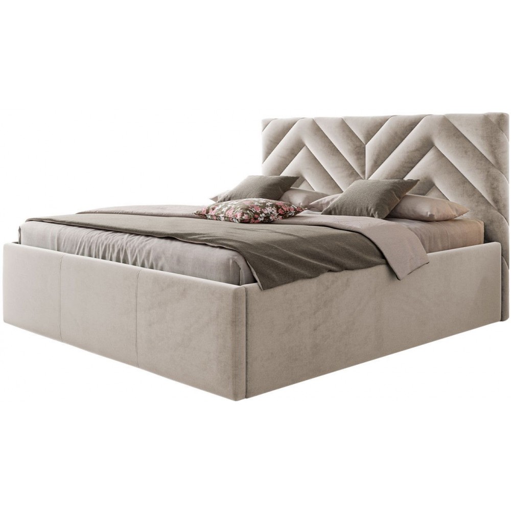 Επενδυμένο κρεβάτι Azzuro-Ekrou-140 x 200