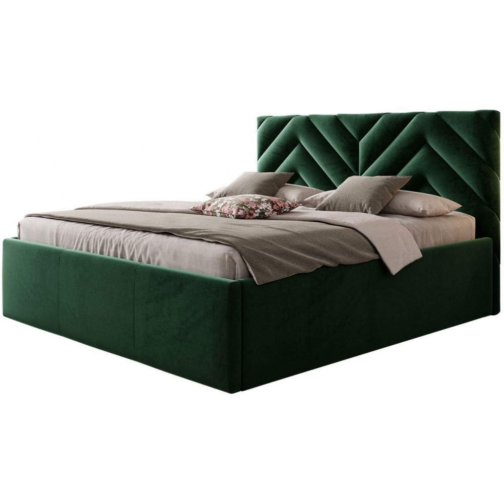 Επενδυμένο κρεβάτι Azzuro-Prasino Skouro-160 x 200