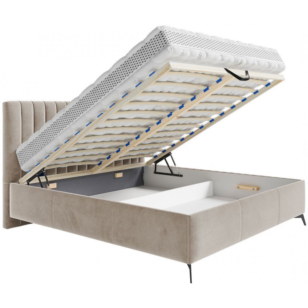 Επενδυμένο κρεβάτι Morris-140 x 200-Ekrou