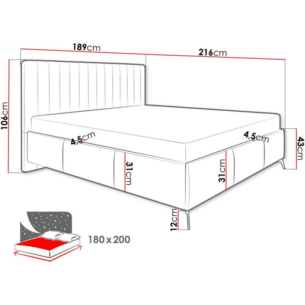 Επενδυμένο κρεβάτι Morris-180 x 200-Gkri Skouro