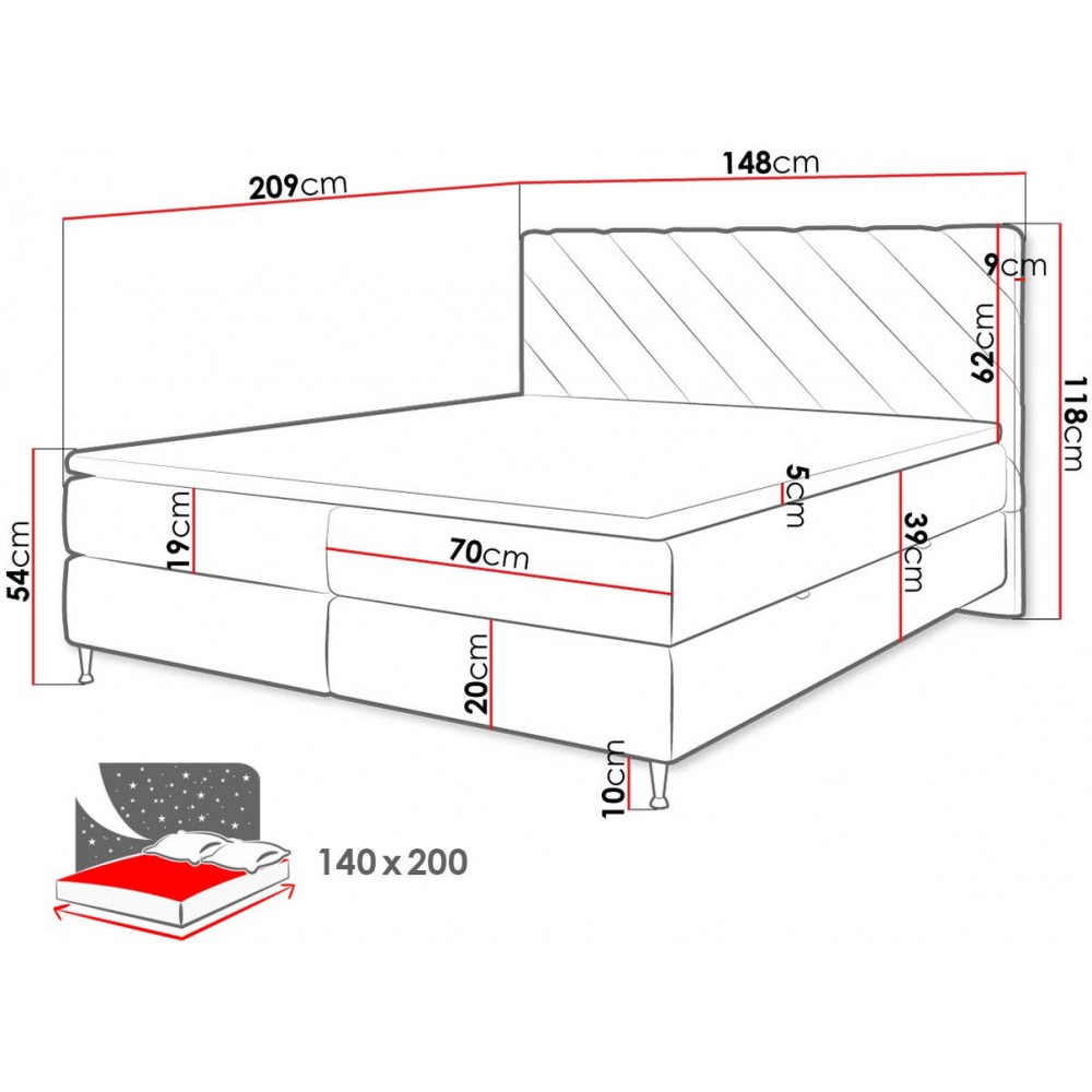 Επενδυμένο κρεβάτι Enzo II-140 x 200-Prasino Skouro