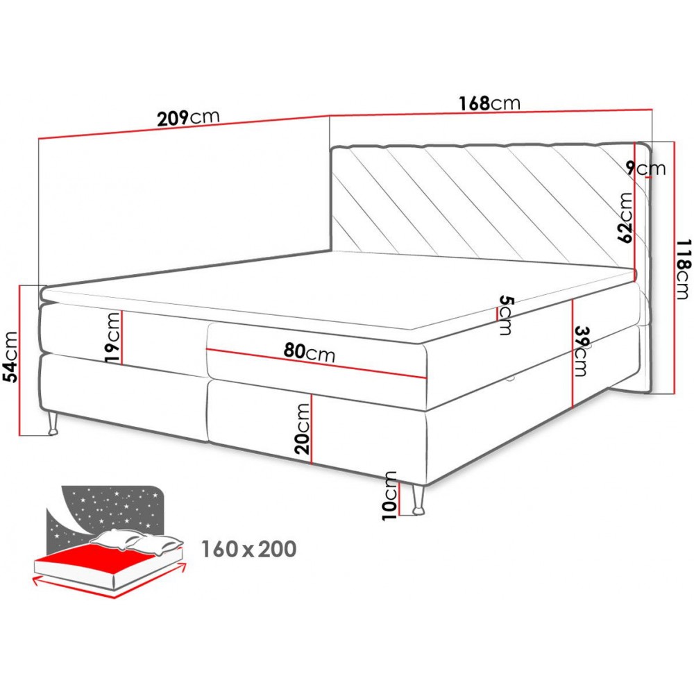 Επενδυμένο κρεβάτι Enzo II-160 x 200-Prasino Skouro