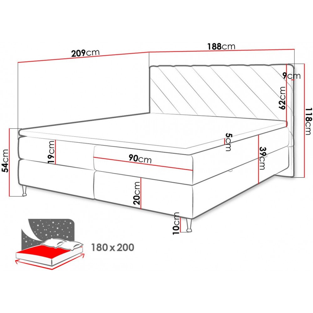 Επενδυμένο κρεβάτι Enzo II-180 x 200-Gkri Skouro
