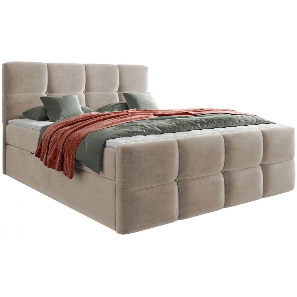 Επενδυμένο κρεβάτι Fuego-140 x 200-Ekrou