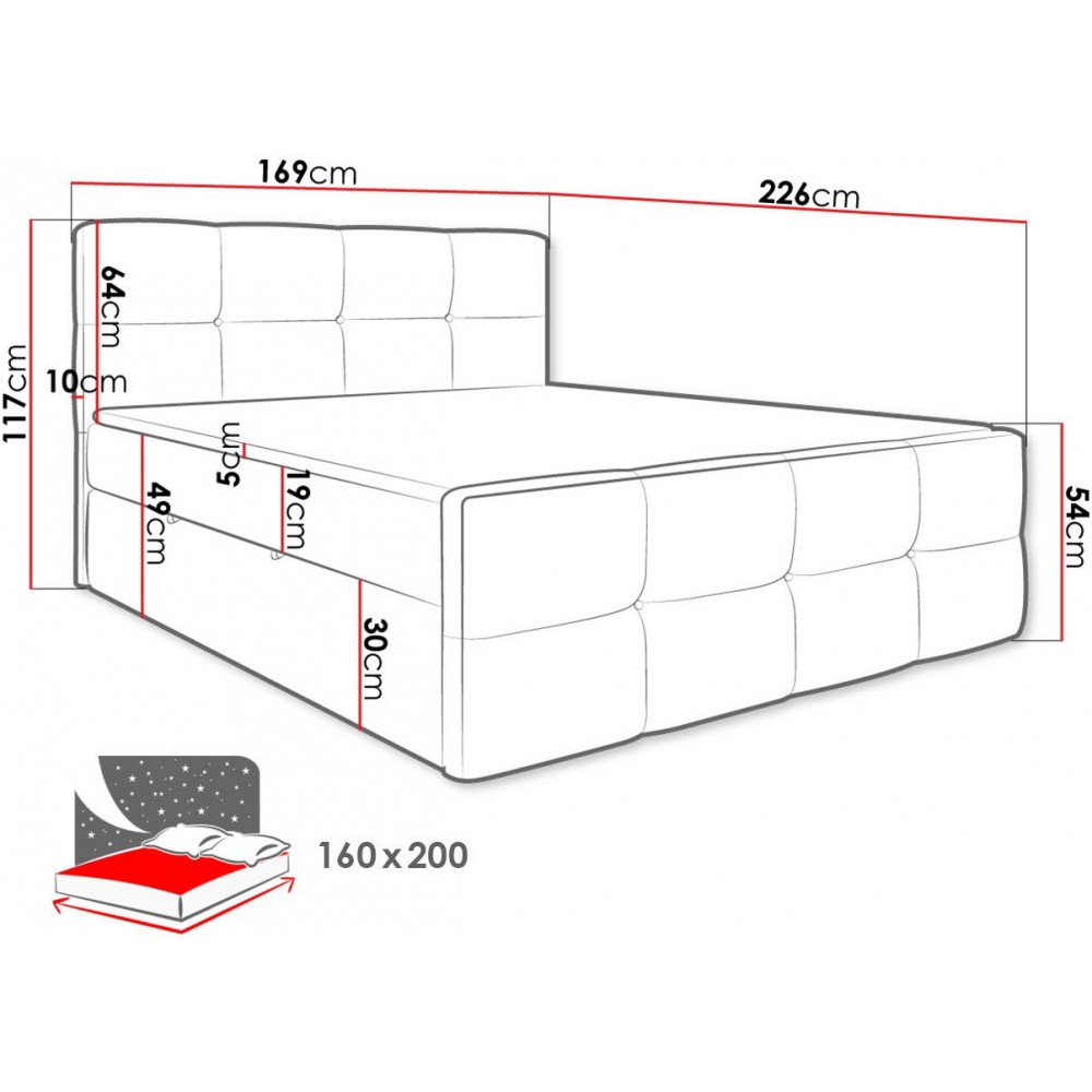 Επενδυμένο κρεβάτι Fuego-160 x 200-Prasino Skouro