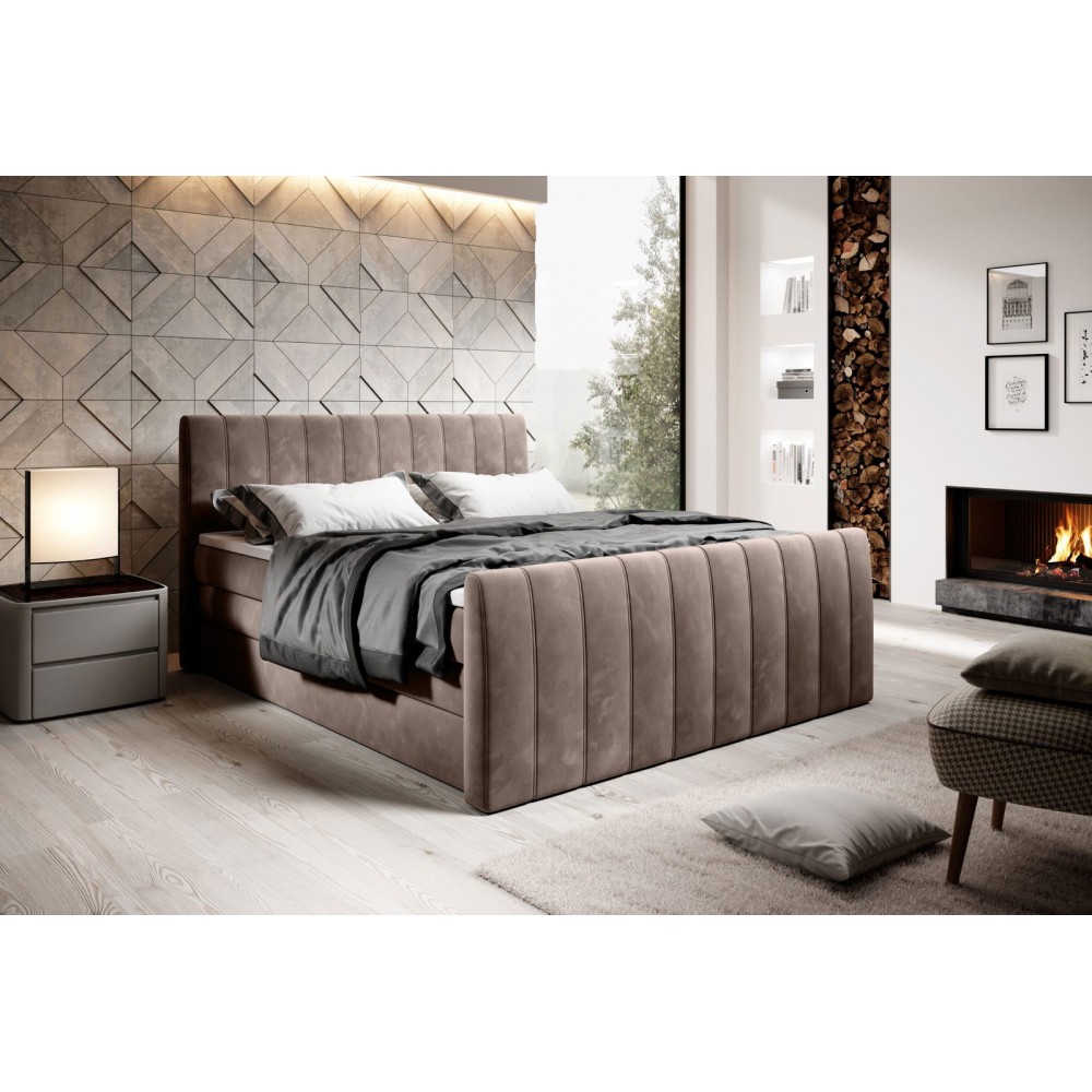 Επενδυμένο κρεβάτι Arena με στρώμα και ανώστρωμα-Mpez Skouro-180 x 200