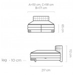 Επενδυμένο κρεβάτι Navona με στρώμα και ανώστρωμα-Kafe-140 x 200