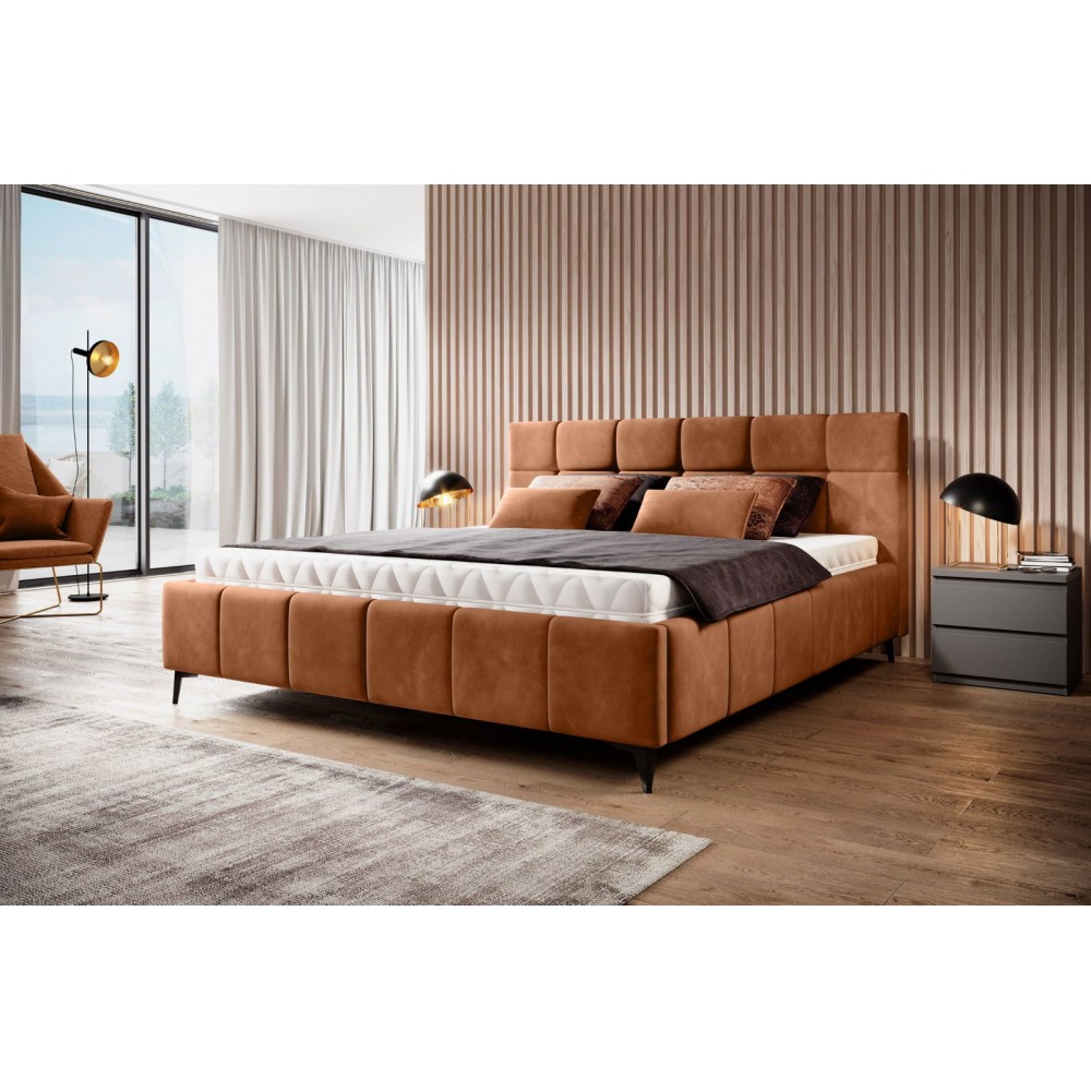Επενδυμένο κρεβάτι Campel-Portokali-140 x 200