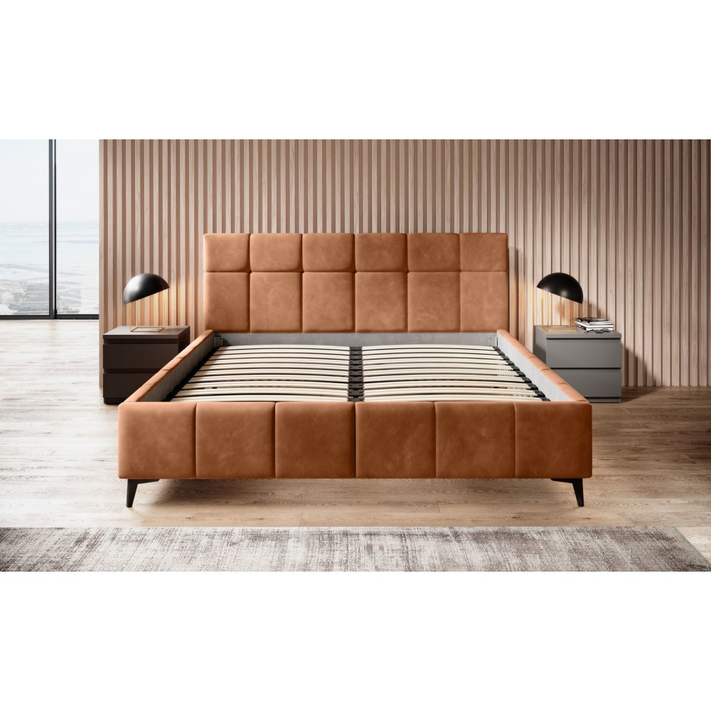 Επενδυμένο κρεβάτι Campel-Portokali-140 x 200