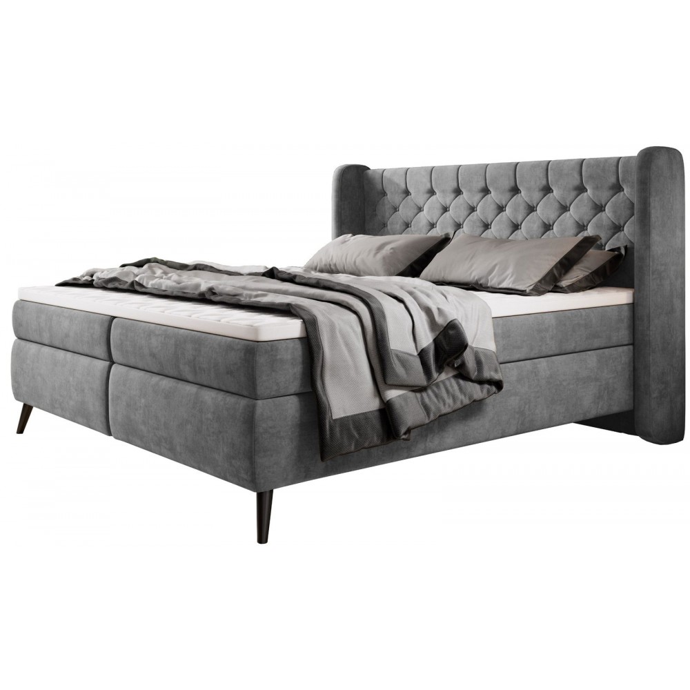 Επενδυμένο κρεβάτι Square με στρώμα και ανώστρωμα-Gkri-140 x 200