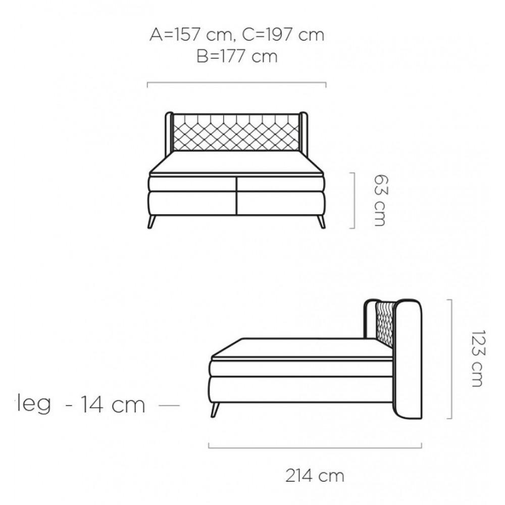 Επενδυμένο κρεβάτι Square με στρώμα και ανώστρωμα-Gkri-140 x 200