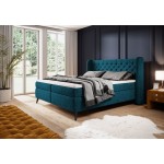 Επενδυμένο κρεβάτι Square με στρώμα και ανώστρωμα-Petrol-160 x 200